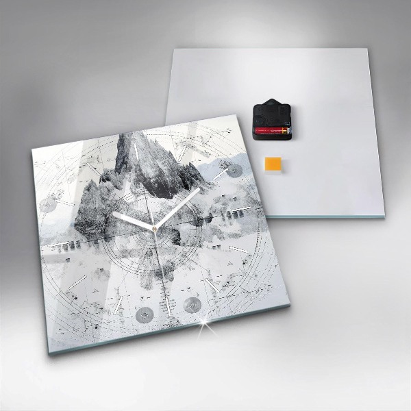 Horloge murale carrée Montagnes de dessins animés