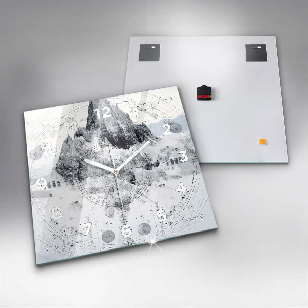 Horloge murale carrée Montagnes de dessins animés