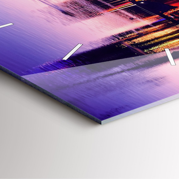 Horloge murale carrée Panorama nocturne de la ville