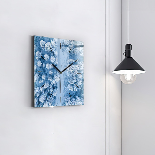 Horloge murale carrée Forêt vue par drone