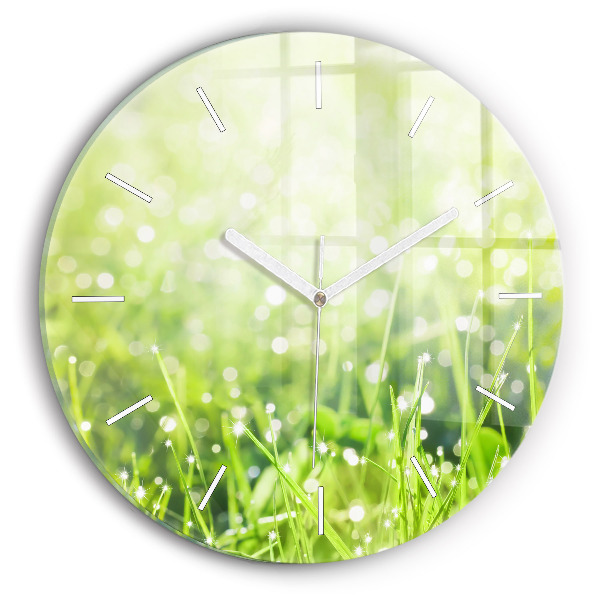 Horloge ronde herbe verte