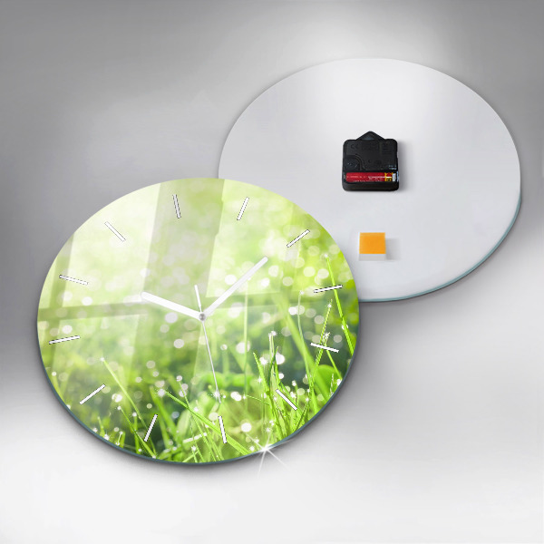 Horloge ronde herbe verte