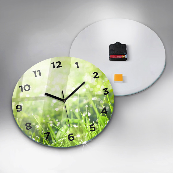 Horloge ronde herbe verte