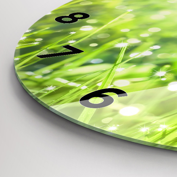 Horloge ronde herbe verte