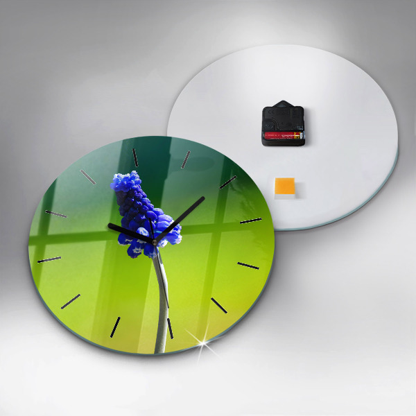 Horloge ronde Fleurs bleues