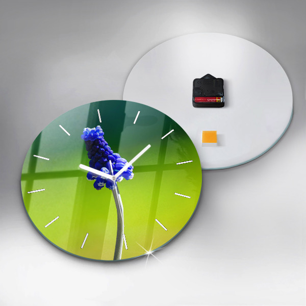 Horloge ronde Fleurs bleues