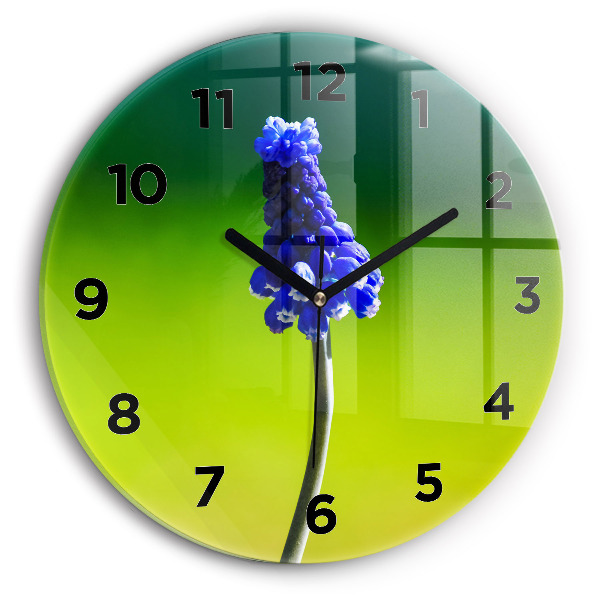 Horloge ronde Fleurs bleues