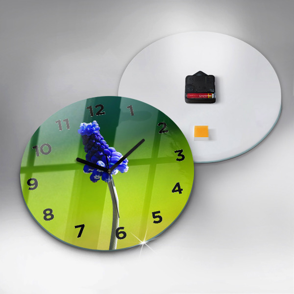 Horloge ronde Fleurs bleues