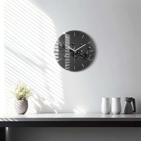 Horloge ronde Abstraction noire