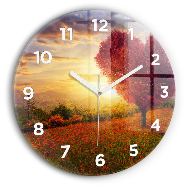 Horloge ronde 'Arbre en forme de cœur d''amour'