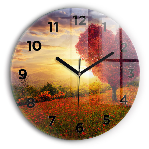 Horloge ronde 'Arbre en forme de cœur d''amour'
