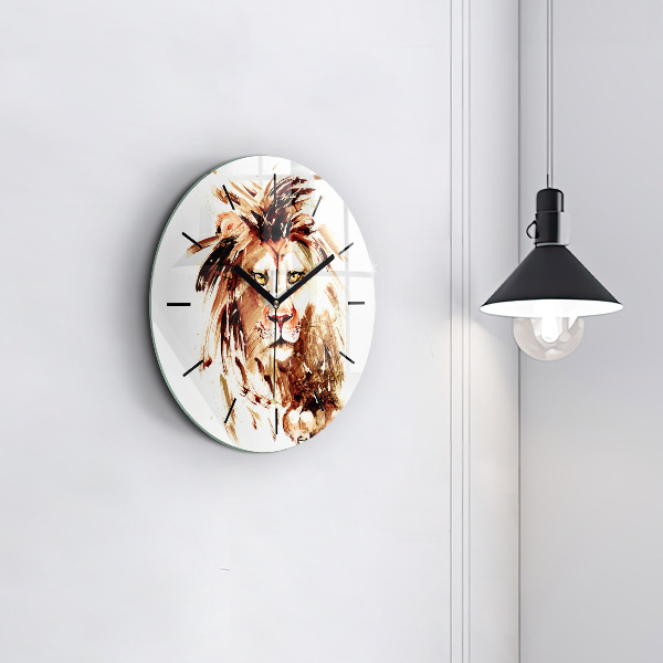 Horloge ronde 'Illustration d''un lion brun'