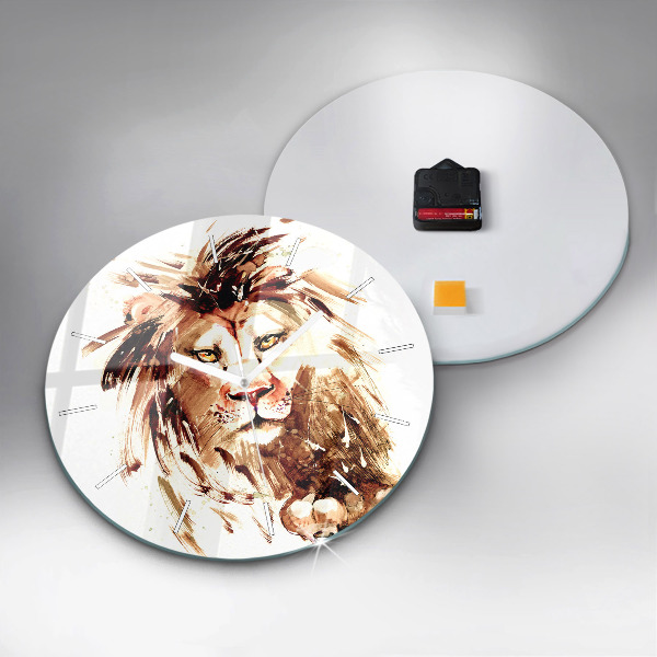 Horloge ronde 'Illustration d''un lion brun'
