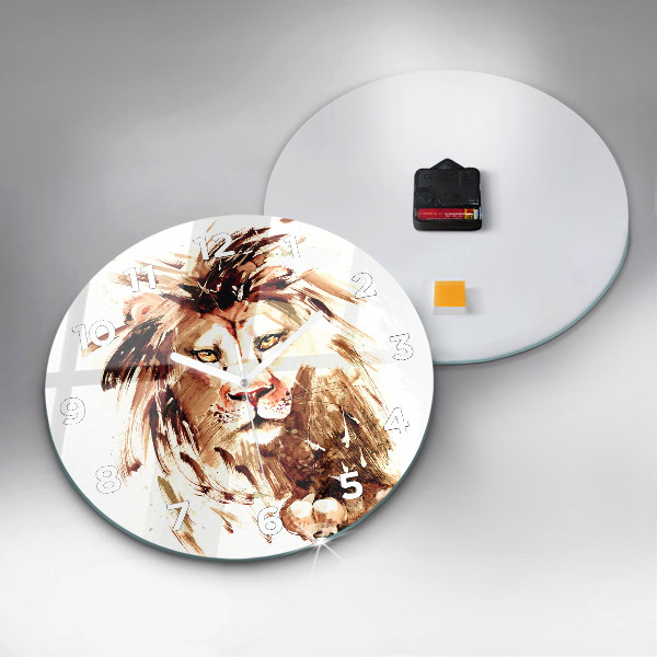 Horloge ronde 'Illustration d''un lion brun'