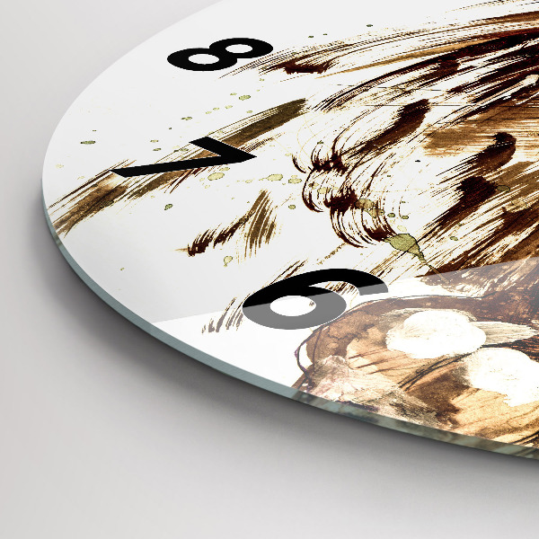 Horloge ronde 'Illustration d''un lion brun'