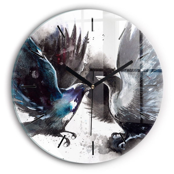 Horloge ronde Oiseaux peints