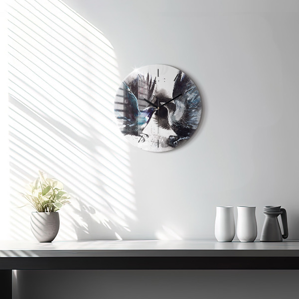 Horloge ronde Oiseaux peints