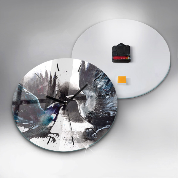 Horloge ronde Oiseaux peints