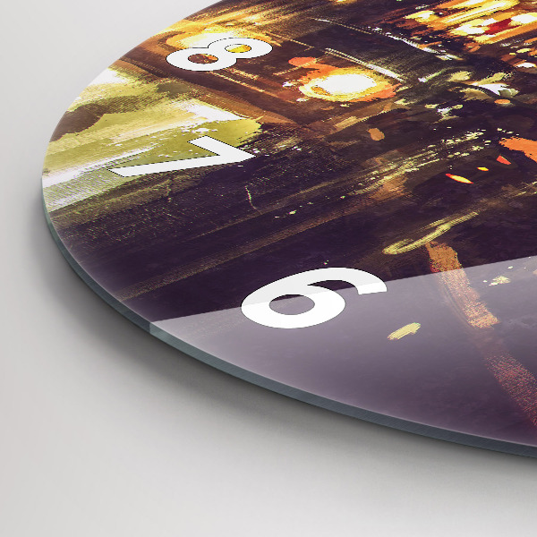 Horloge ronde Ville peinte