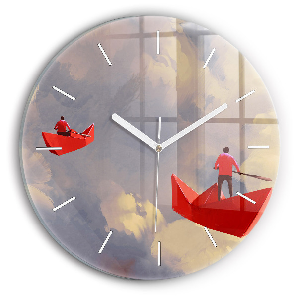 Horloge ronde bateaux en papier