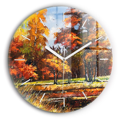 Horloge ronde 'Paysage d''automne avec une rivière'