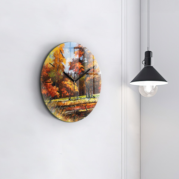 Horloge ronde 'Paysage d''automne avec une rivière'