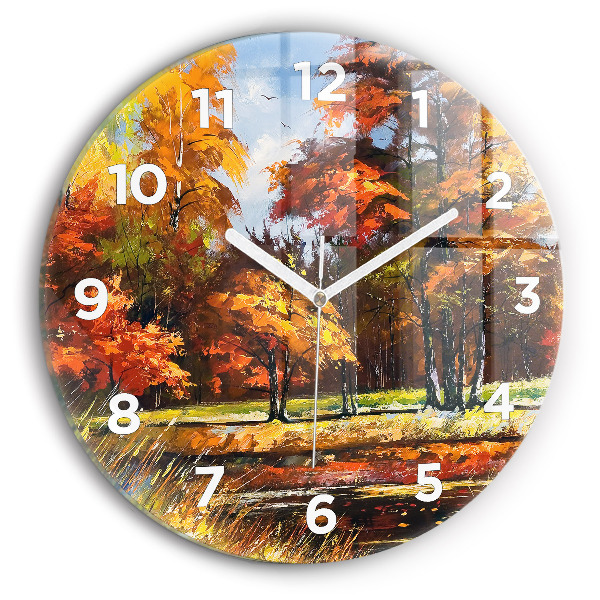 Horloge ronde 'Paysage d''automne avec une rivière'