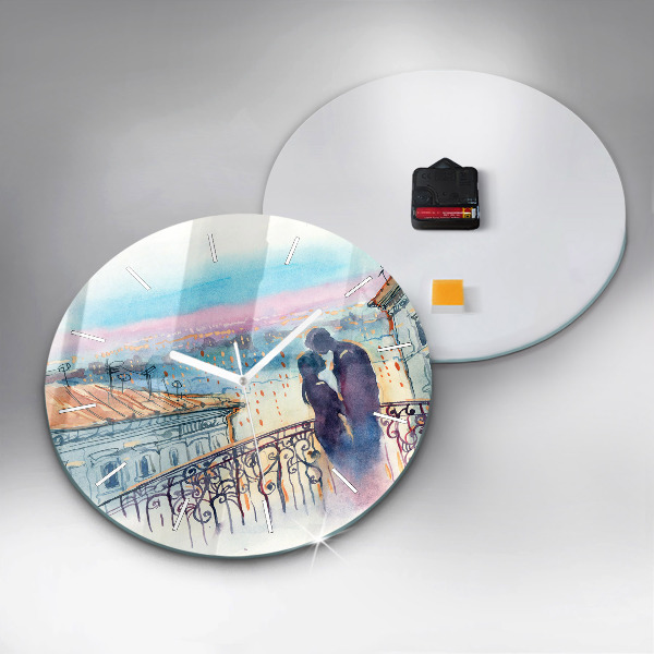 Horloge ronde 'Personnages à l''aquarelle'