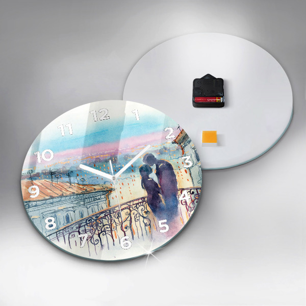 Horloge ronde 'Personnages à l''aquarelle'