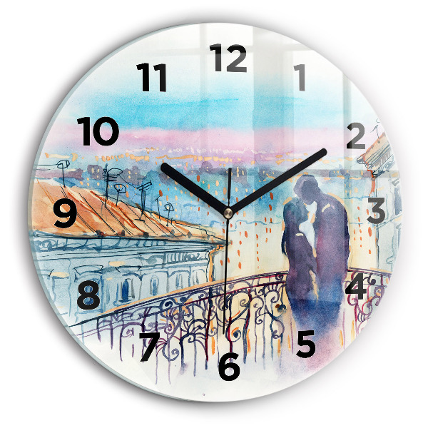 Horloge ronde 'Personnages à l''aquarelle'