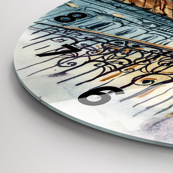 Horloge ronde 'Personnages à l''aquarelle'