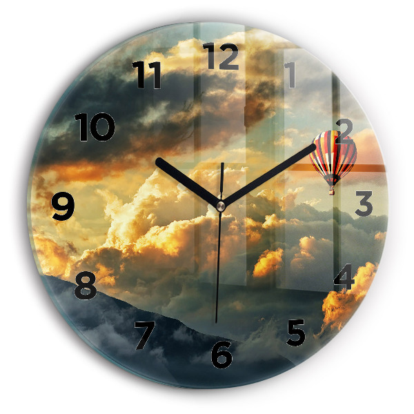 Horloge ronde Vol en montgolfière dans les nuages