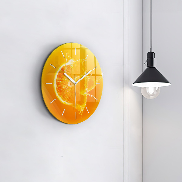 Pendule murale ronde Orange