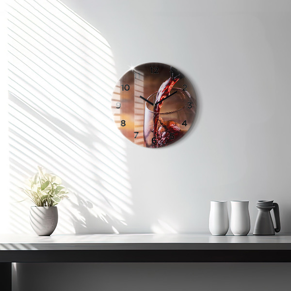 Pendule murale ronde Un verre de vin rouge