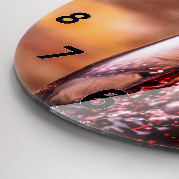 Pendule murale ronde Un verre de vin rouge