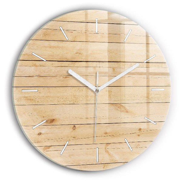 Horloge ronde planches de bois
