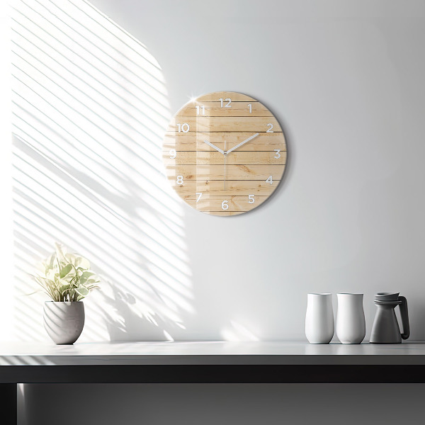Horloge ronde planches de bois