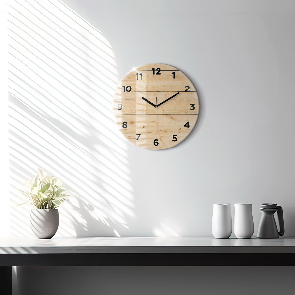 Horloge ronde planches de bois