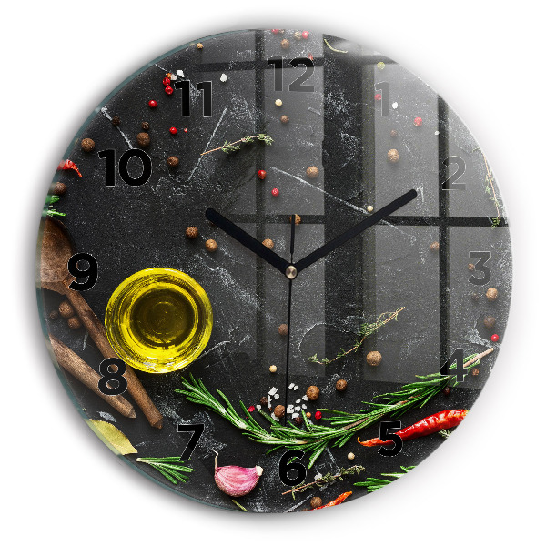 Horloge ronde Épices sur le comptoir
