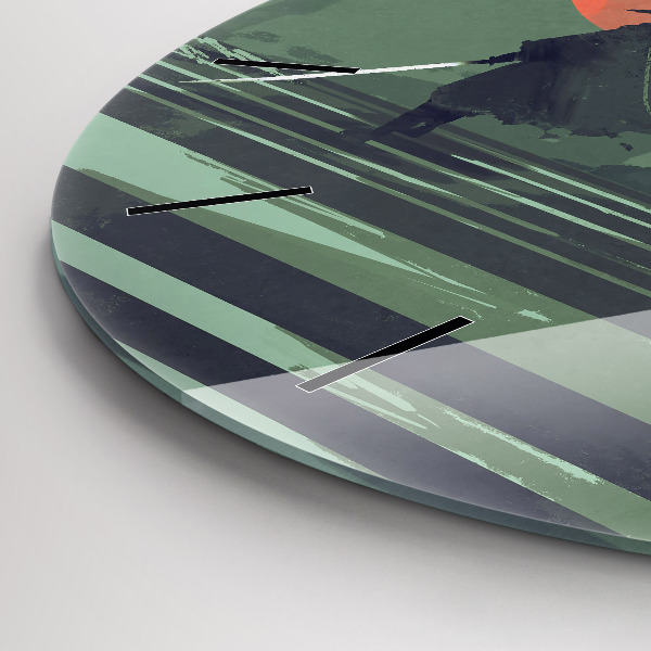 Horloge ronde Samouraï dans la forêt