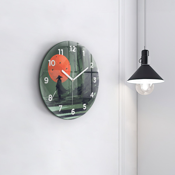 Horloge ronde Samouraï dans la forêt