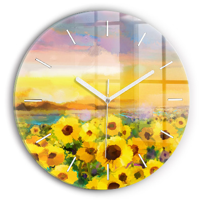 Horloge ronde Champ de tournesols