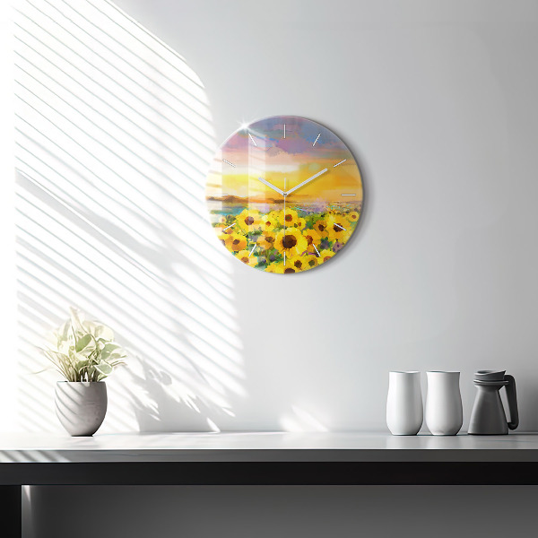Horloge ronde Champ de tournesols