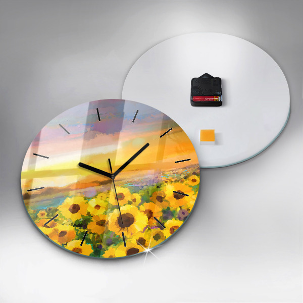 Horloge ronde Champ de tournesols