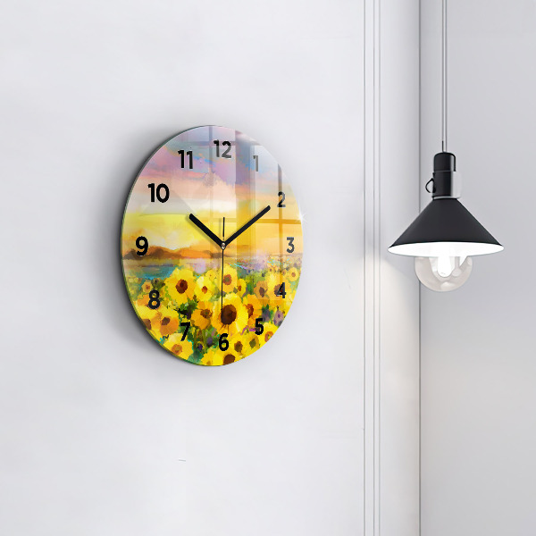 Horloge ronde Champ de tournesols