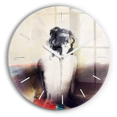 Horloge ronde 'Portrait abstrait d''une femme'