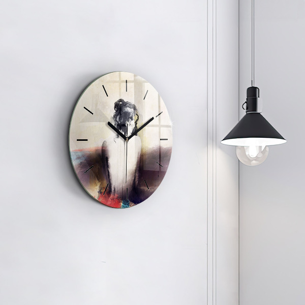 Horloge ronde 'Portrait abstrait d''une femme'
