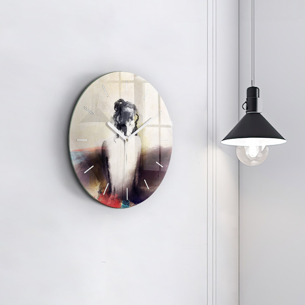 Horloge ronde 'Portrait abstrait d''une femme'