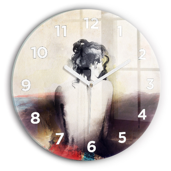 Horloge ronde 'Portrait abstrait d''une femme'