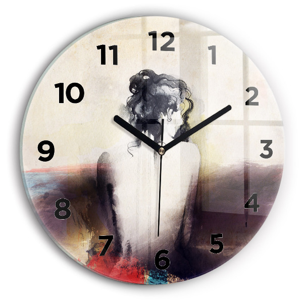 Horloge ronde 'Portrait abstrait d''une femme'